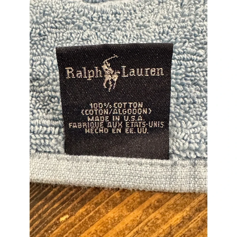 Ralph Lauren 3pc Towel Set Blue White Cotton Quilted Diamond‎ Made in USA Luxury
